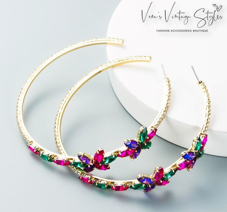 Elegant Big Rainbow Stone Crystal Earrings Womens Long Tassel Party Jewelry  | eBay